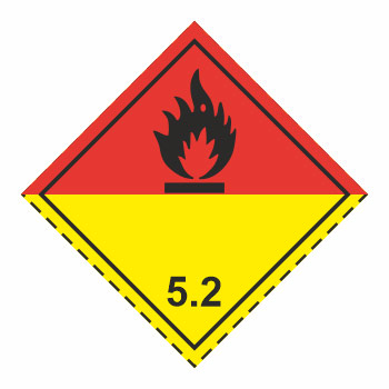 Знак перевозки опасных грузов «Класс 5.2. Органические пероксиды» (светоотражающий металл, 300х300 мм)
